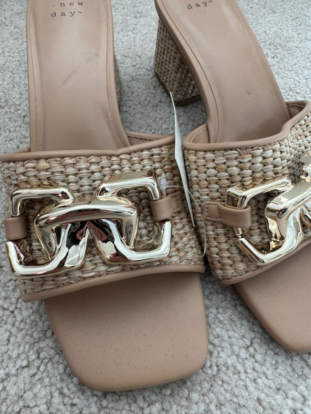 a new day Tan Woven Slide Mules with Gold Chain - Picture 4 of 4